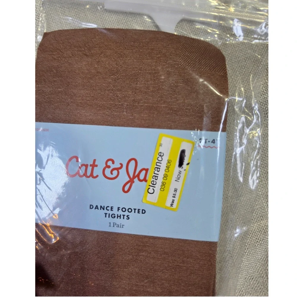Cat & Jack Toddler Girls Tights Bundle Red Sweater Dance Footed Tan Brown 3pk